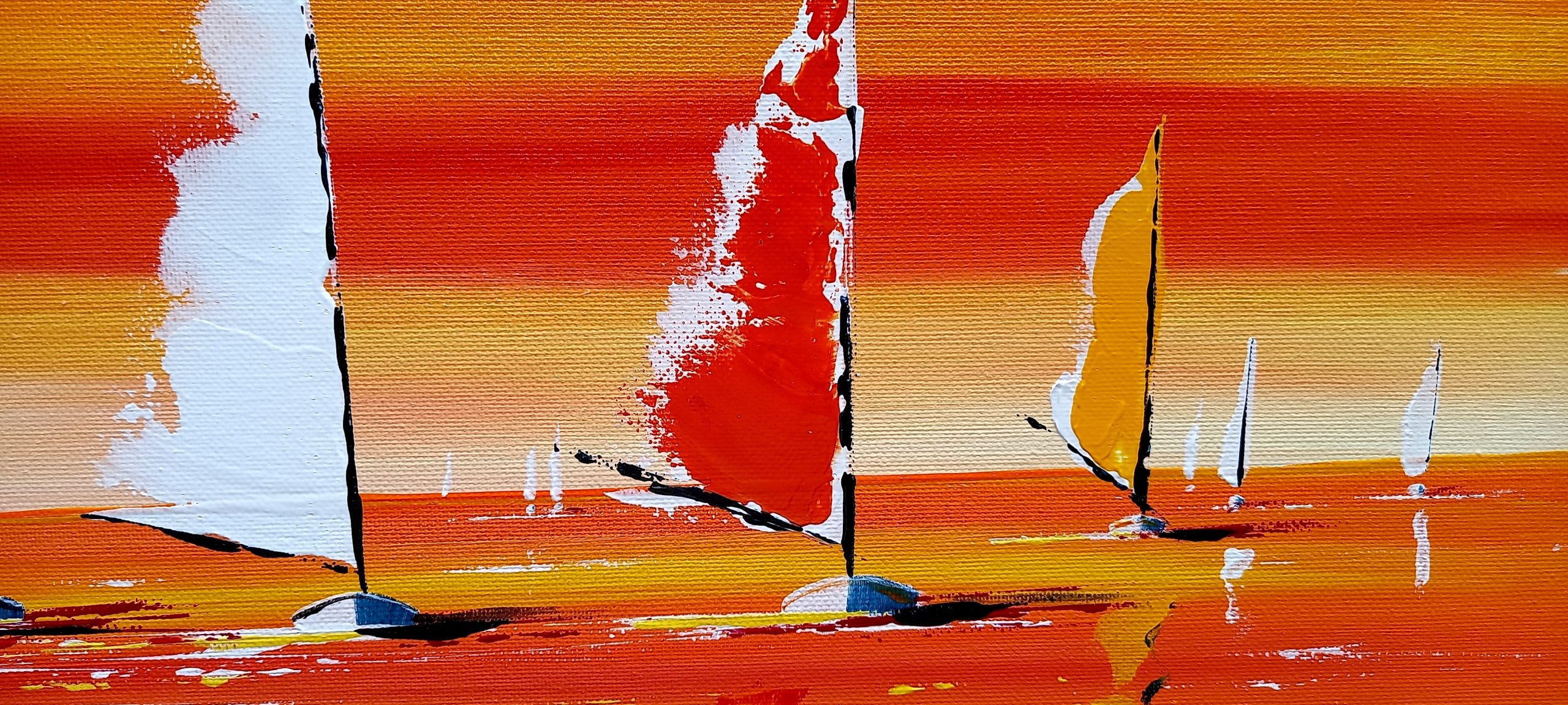 voilier a la voile rouge abstraite 