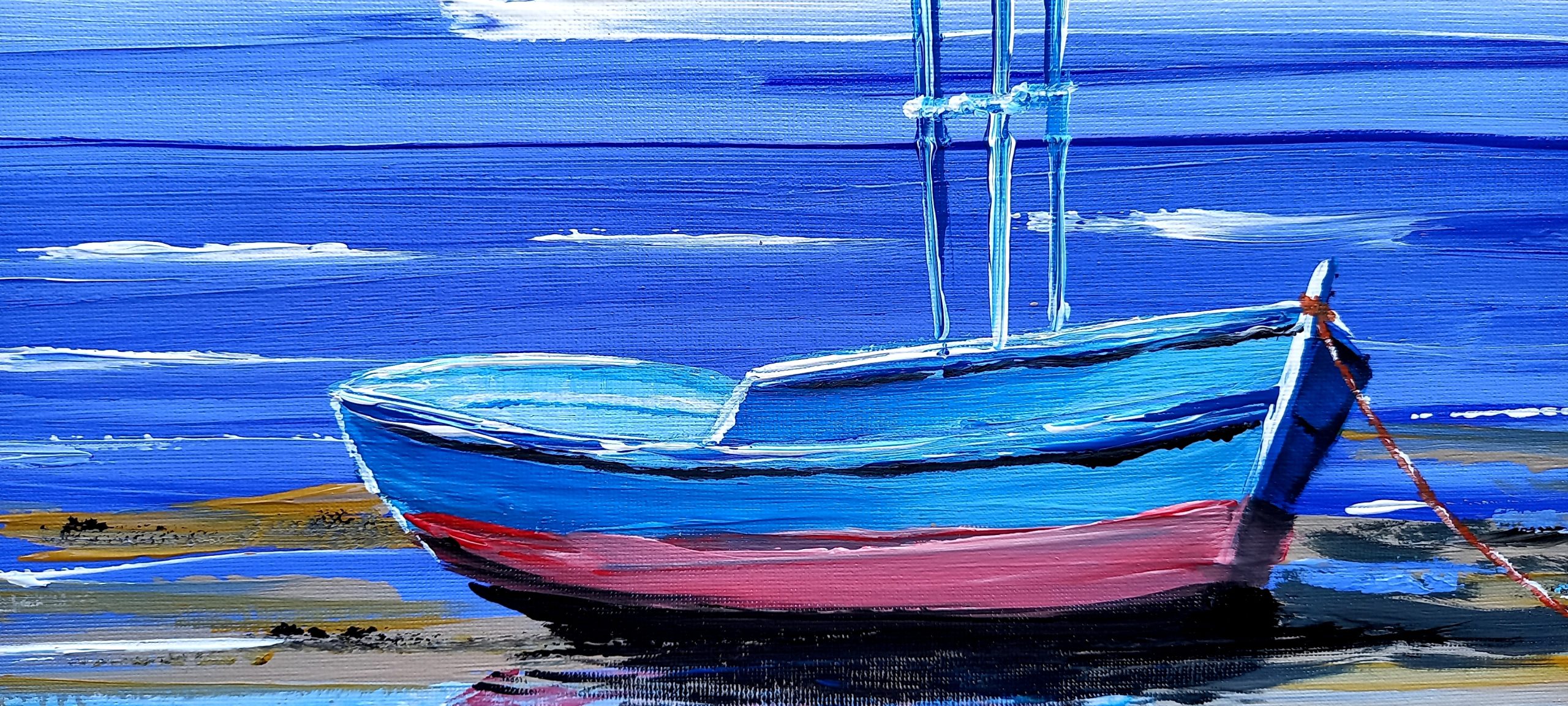 plan détaillé de la barque bleu et rouge