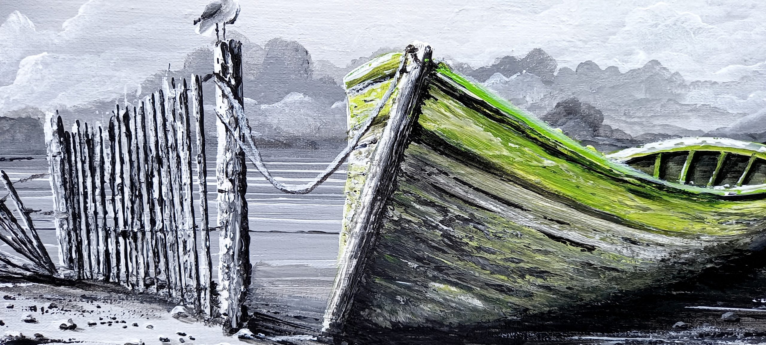 plan détaillé de la barque attachée a la barrière de ganivelles