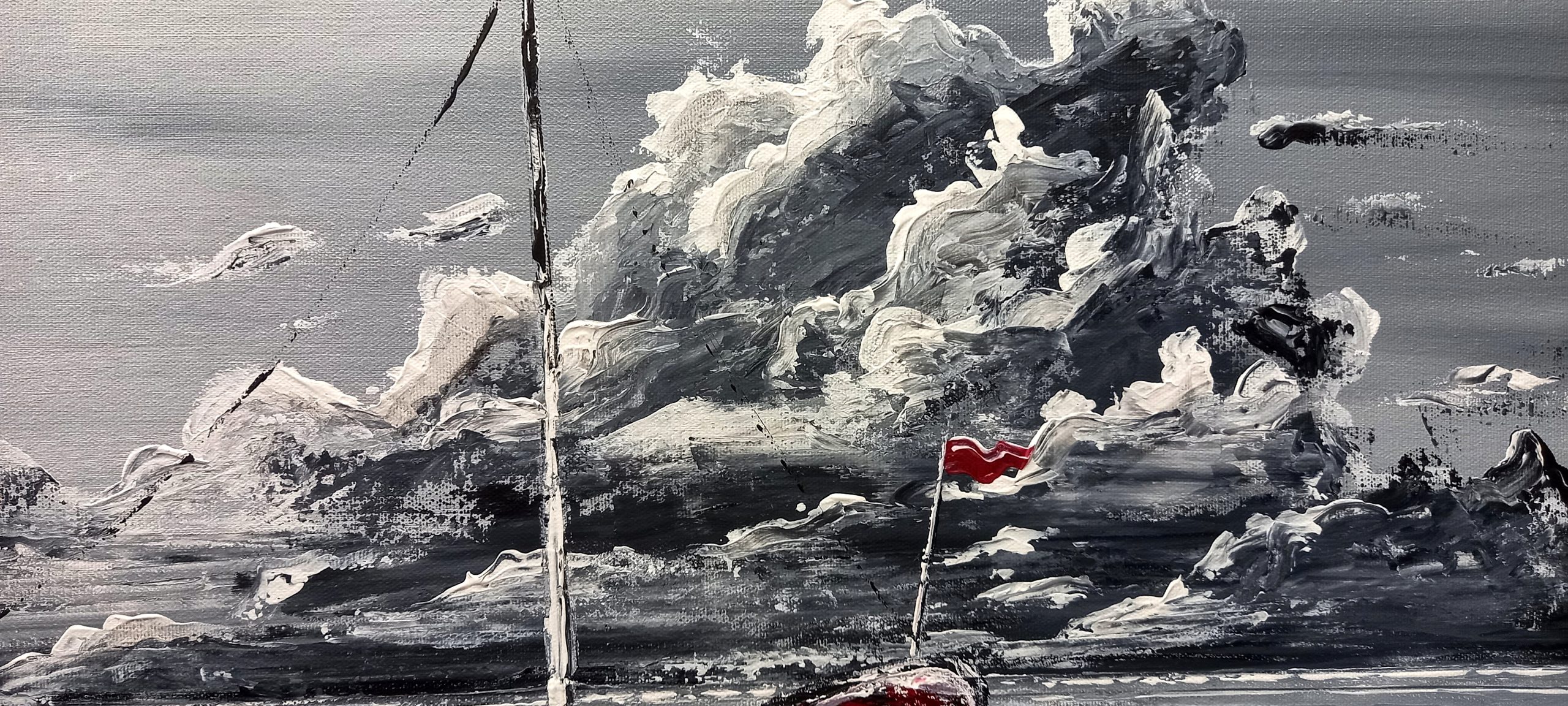 Des nuages menaçants s’amoncellent, la mer gronde contre les marins assez téméraires pour s’y aventurer.